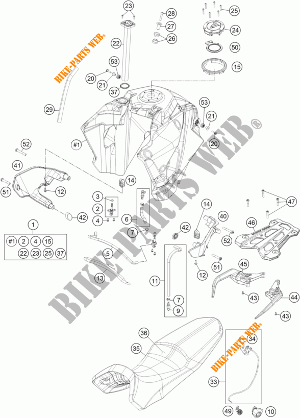 TANK / SEAT for KTM 1090 ADVENTURE L 35KW A2 2017